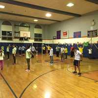 <p>Week 5 recruits at the Lodi Junior Police Academy muster in the gym.</p>