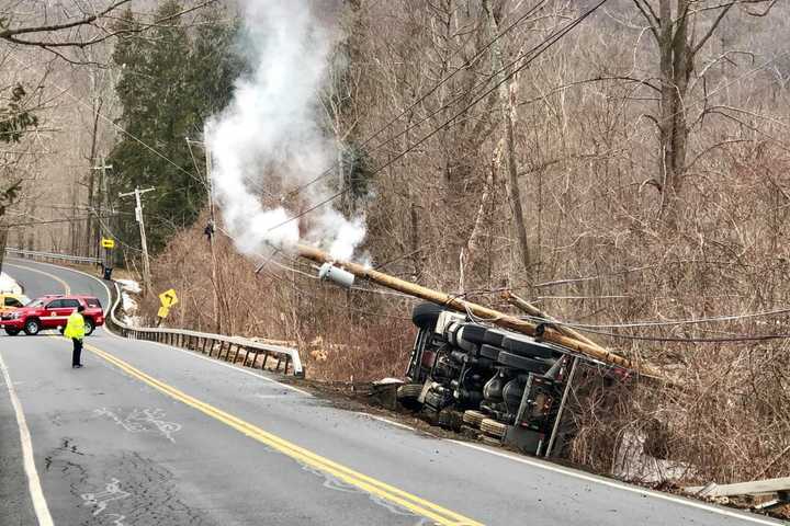 Truck Driver Treated At Danbury Hospital After Rollover Crash In Mahopac