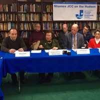 <p>Monday&#x27;s roundtable discussion on bomb threats against JCCs - From left, Tarrytown Mayor Drew Fixell; Congresswoman Nita Lowey; JCC On The Hudson Executive Director Frank Hassid; and JCC On The Hudson Board Member Susan Tolchin.</p>