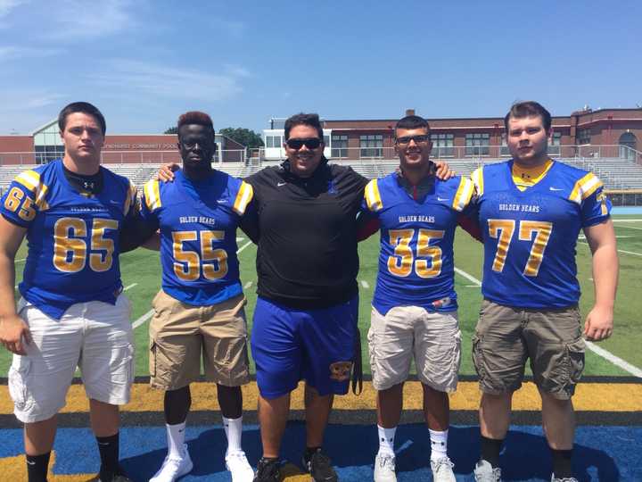 Mike Cooper, Oluwayomi &quot;Yomi&quot; Olasehinde, Head Coach Rich Tuero, Matt DeMarco and Ryan Smith