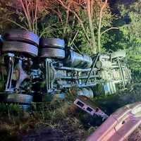 <p>Firefighters freed the driver, who was hospitalized with injuries that responders said weren&#x27;t considered serious following the crash on northbound Route 287 in Mahwah.</p>