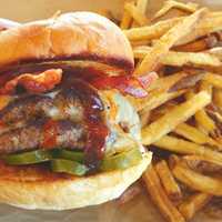 <p>A Mooyah Burger with jalapenos and bacon.</p>