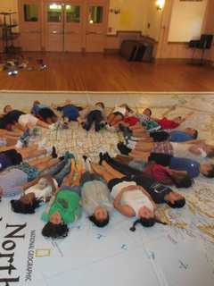 Irvington Students Get Feet-On Learning Experience With Giant Traveling Map