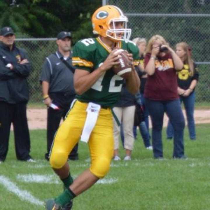 Mahopac&#x27;s Anthony Lombardi plays quarterback for the Trinity Catholic Crusaders in Stamford, Conn.