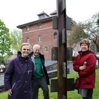 <p>From right, Mamaroneck Arts Council members Dr. Maj-Britt and Michael Rosenbaum, and Arts Council chair Solange De Santis with the Ernest Shaw sculpture &#x27;Jacob&#x27;s Ladder.&#x27;</p>