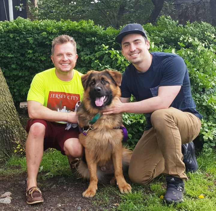 Max with Mike Hettinger, left, and Arthur Burg of New Milford. The three are moving to West New York.