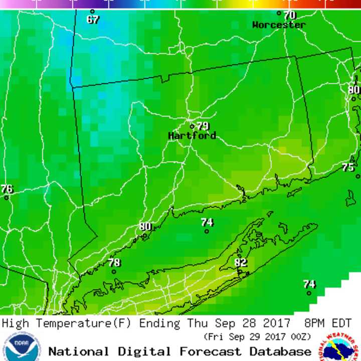 Temperatures will be in the high 70s in Fairfield County on Thursday, and being to cool this weekend