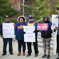 <p>Mayor David Martin attends a rally at the Stamford courthouse on Wednesday in support of immigrants&#x27; rights.</p>