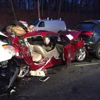 Photos: Details Emerge After Five-Vehicle, Chain-Reaction Crash Causes Merritt Parkway Closure