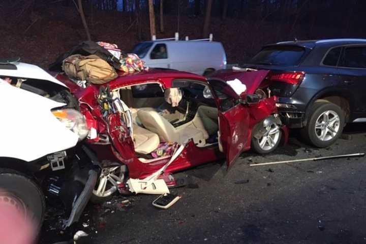 Photos: Details Emerge After Five-Vehicle, Chain-Reaction Crash Causes Merritt Parkway Closure