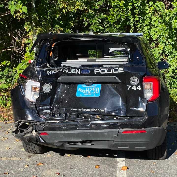 A vehicle crashed into a Methuen police cruiser Sunday, Oct. 8.