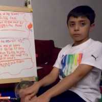 <p>C.V. Starr Intermediate School student Monaco Pillai uses videography to complete a math assignment. </p>
