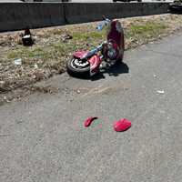 <p>Multiple agencies responded to a crash in Connecticut over the weekend after a caller reported that a motorcycle had "split in two."</p>