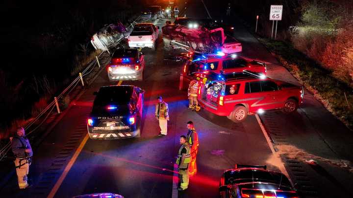 The scene of the four-vehicle crash in Deerpark.