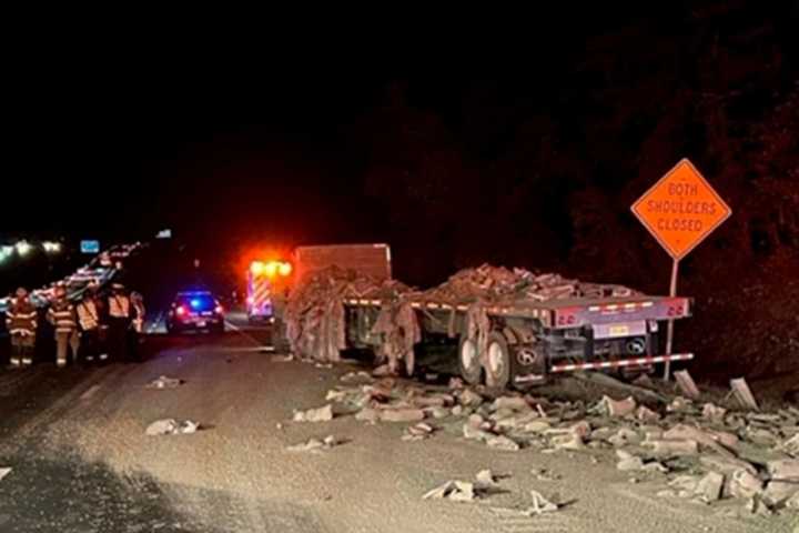 Tractor Trailer Driver Hauling Several Hundred Bags Of Concrete Dies On I-95  In Stafford