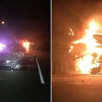 PHOTOS: Speeding Mustang Driver In Fiery Truck Crash Was Drunk, New Milford PD Charges