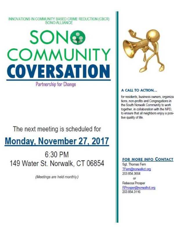 South Norwalk Community Conversation To Be Held Monday
