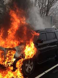 Nichols Firefighters Douse Blaze In Car On Merritt Parkway Ramp In Trumbull
