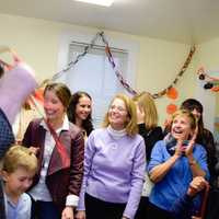 <p>The ribbon is cut on the new Family Resource Center at the Open Door Shelter in Norwalk</p>