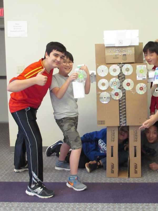 Kids Create Life-Size Robot From Scrap At Old Tappan Library