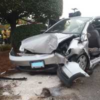 Driver Freed From Car After Crashing Into Pole In Westport