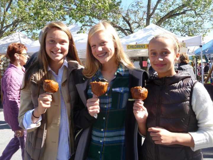 Enjoying the food at the  Warwick Apple Festival.