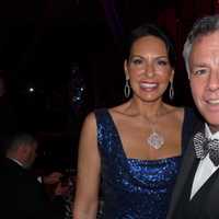 <p>Hackensack UMC Chairman of the Board of Governors Lawrence Inserra, Jr., and his wife, Inez, enjoying the entertainment in the Cirque in the Round room at the Whitney Museum. </p>