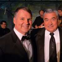 <p>Chief Population Officer Mark Sparta, Philanthropist and HackensackUMC Governors Board member Joseph M. Sanzari and Lori Rubino enjoy the band on the 5th Floor of the Whitney Museum. </p>