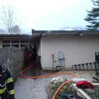 <p>Westport firefighters respond to a fire at Earthplace.</p>