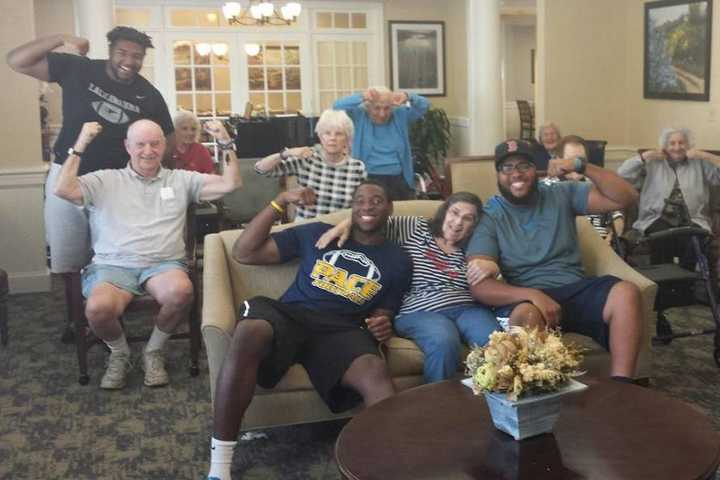 Pace Football Players Score High With Atria Briarcliff Seniors