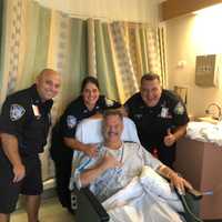 <p>Officer Scott Czarkowski is joined by some of the hero colleagues who saved him.</p>