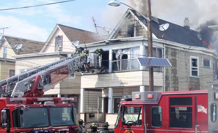 At the Liberty Street fire in Passaic.