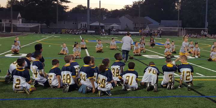 Saddle Brook kids attend a pep rally in September 2015.