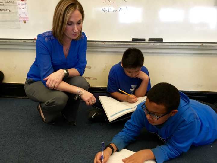 Jeannine Babino in class with her students.