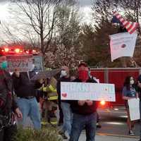 <p>Police, fire, and government officials showed their support for the employees of  Northern Westchester Hospital during the COVID-19 pandemic.</p>