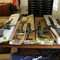 <p>Some of the weapons seized during the warrant searches.</p>