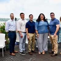 <p>From left, Michael Farina, John Pardue, Daniel Moy, Erica Giglio Pac, Robert LoCastro, Jessica Bader, Alba Gallegos, Carla Pimentel</p>