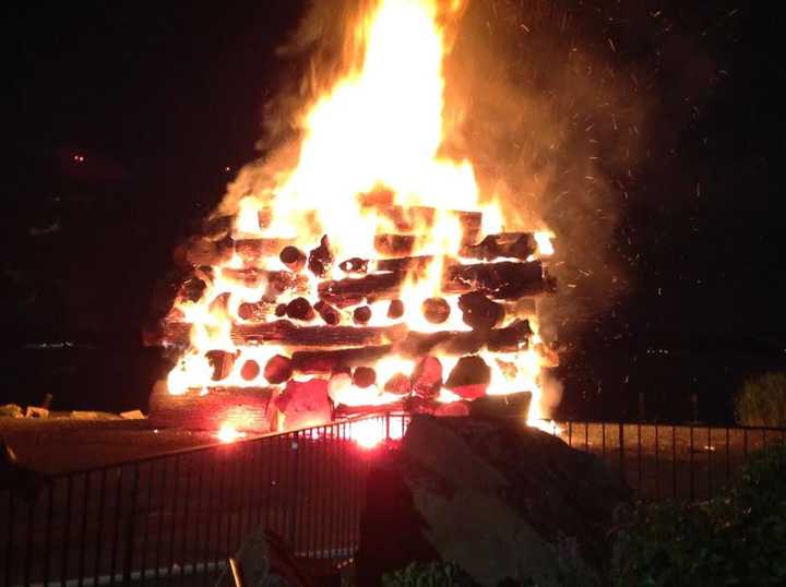 The watchfire at the Piermont Pier in 2014.