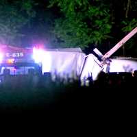 <p>At the scene of the crash that critically injured a police officer just off Route 94 near Warwick Turnpike.</p>