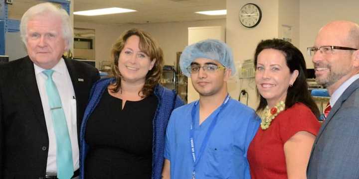 From the left, Brian Fitzgibbons, Tracy Zur, Mohammad Abulaimoun, Tammy Molinelli, Howard Lerner, and Carolyn Biedenkapp.