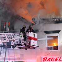 <p>At the scene of fire in Ridgewood.</p>