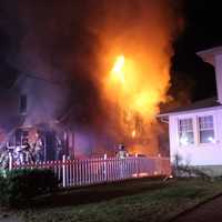 <p>The Walnut Street house was engulfed when Rutherford firefighters arrived.</p>