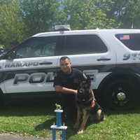 <p>Ramapo Police Department's K-9 Rookie, with handler Police Officer Sanchez, placed first in the narcotics certification.</p>
