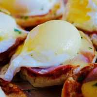 <p>Eggs Benedicts wait to be consumed at the Redding Roadhouse&#x27;s Sunday brunch.</p>