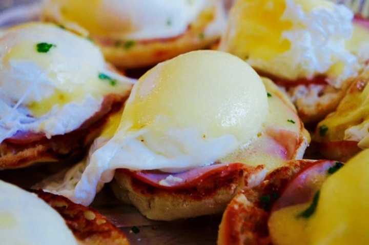 Eggs Benedicts wait to be consumed at the Redding Roadhouse&#x27;s Sunday brunch.