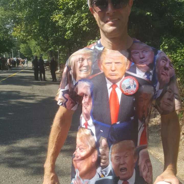 Willy Searless from Shelton has his candidate right at the forefront at Saturday&#x27;s Donald Trump rally at Sacred Heart University in Fairfield.