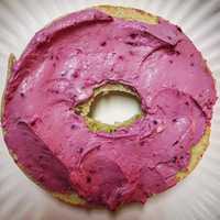 <p>The luscious raspberry cream cheese spread at Rhinebeck Bagel Café is made with locally sourced berries (in season).</p>