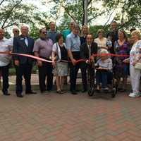 <p>Mayor Thomas Calabrese cuts the ribbon</p>