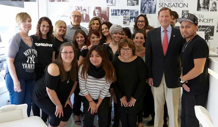 U.S. Sen. Richard Blumenthal visited Ricci’s Salon &amp; Spa in Newtown at its cut-a-thon benefit May 15 for its &quot;Homes For Our Troops&quot; event.