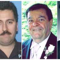 <p>Left to right: Fallen Port Authority Police Lt. Robert Cirri, Sgt. Vincent J. Oliva, Officer William Perry.</p>